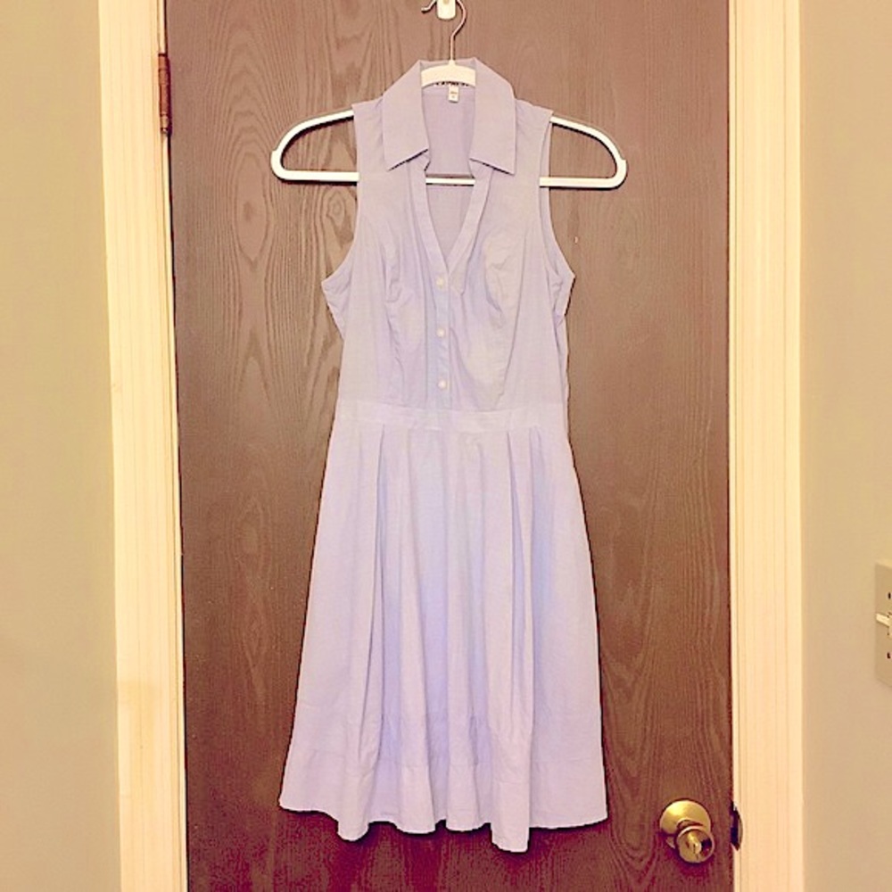 Express Sleeveless Fit & Flare Shirt Dress Light Blue Women's Size 2 Button Up